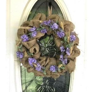 Handmade Natural Burlap Wheat Lavender 15” WREATH